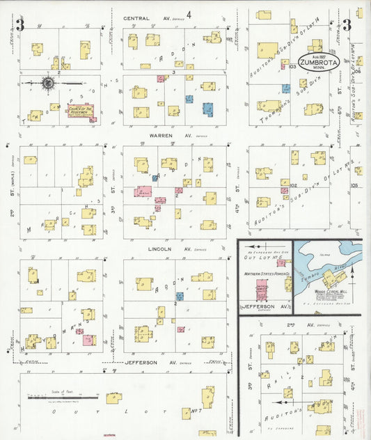 Sanborn Fire Insurance Map from Zumbrota, Goodhue County, Minnesota (1927), Sheet #0003 - Historic Sanborn Fire Insurance Map Print, vintage old map wall art, antique decor, genealogy gift, Minnesota Minnesota map