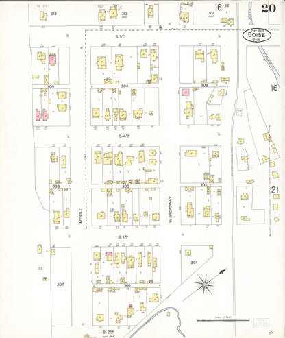 Sanborn Fire Insurance Map from Boise, Ada County, Idaho (1903), Sheet #0020 - Complete Map Set gallery image, historic Sanborn map, vintage wall art, Idaho Idaho