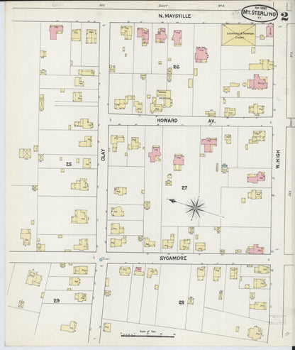 Sanborn Fire Insurance Map from Mount Sterling, Montgomery County, Kentucky (1890), Sheet #0002 - Complete Map Set gallery image, historic Sanborn map, vintage wall art, Kentucky Kentucky