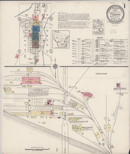 Sanborn Fire Insurance Map from Tomah, Monroe County, Wisconsin (1922), Sheet #0001 - Complete Map Set gallery image, historic Sanborn map, vintage wall art, Wisconsin Wisconsin