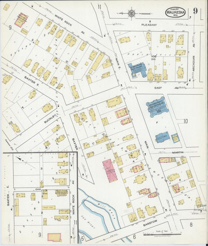 Sanborn Fire Insurance Map from Waukesha, Waukesha County, Wisconsin (1917), Sheet #0009 - Complete Map Set gallery image, historic Sanborn map, vintage wall art, Wisconsin Wisconsin