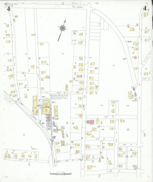 Sanborn Fire Insurance Map from Haleyville, Winston County, Alabama (1939), Sheet #0004 - Historic Sanborn Fire Insurance Map Print, vintage old map wall art, antique decor, genealogy gift, Alabama Alabama map