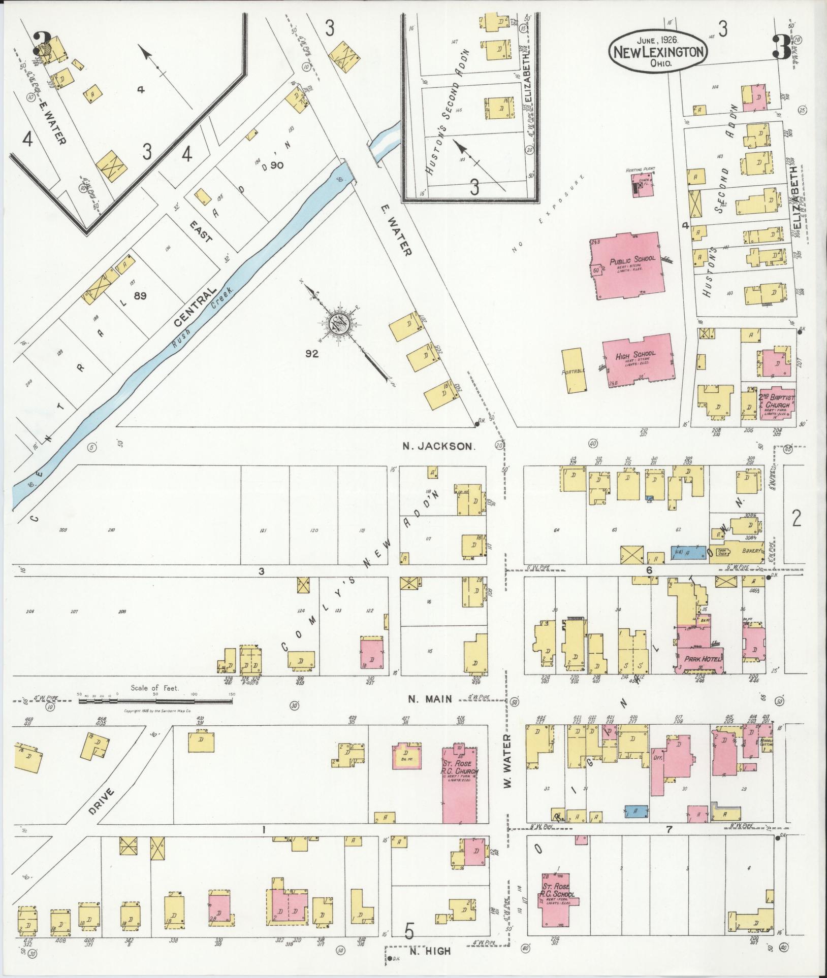 Sanborn Fire Insurance Map from New Lexington, Perry County, Ohio (1926), Sheet #0003 - Complete Map Set gallery image, historic Sanborn map, vintage wall art, Ohio Ohio