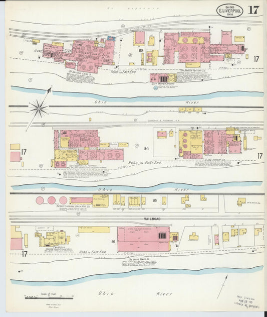 Sanborn Fire Insurance Map from East Liverpool, Columbiana County, Ohio (1903), Sheet #0017 - Historic Sanborn Fire Insurance Map Print, vintage old map wall art, antique decor, genealogy gift, Ohio Ohio map