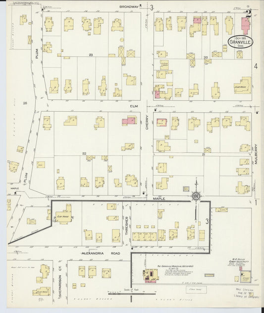 Sanborn Fire Insurance Map from Granville, Licking County, Ohio (1913), Sheet #0002 - Historic Sanborn Fire Insurance Map Print, vintage old map wall art, antique decor, genealogy gift, Ohio Ohio map
