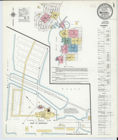 Sanborn Fire Insurance Map from Whitehall, Muskegon County, Michigan (1910), Sheet #0001 - Historic Sanborn Fire Insurance Map Print, vintage old map wall art, antique decor, genealogy gift, Michigan Michigan map