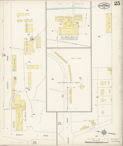 Sanborn Fire Insurance Map from Monterey, Monterey County, California (1912), Sheet #0025 - Complete Map Set gallery image, historic Sanborn map, vintage wall art, California California