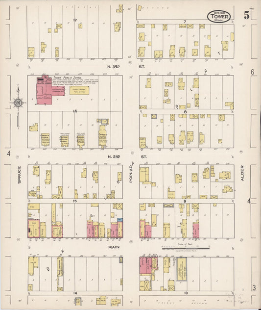 Sanborn Fire Insurance Map from Tower, Saint Louis County, Minnesota (1921), Sheet #0005 - Historic Sanborn Fire Insurance Map Print, vintage old map wall art, antique decor, genealogy gift, Minnesota Minnesota map