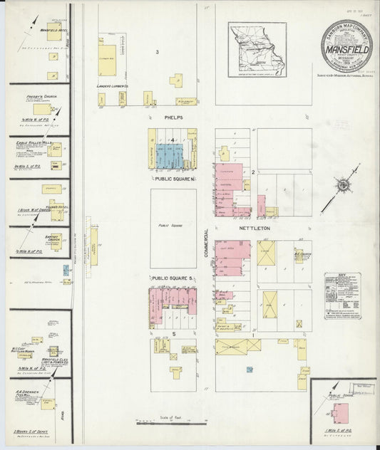 Sanborn Fire Insurance Map from Mansfield, Wright County, Missouri (1913), Sheet #0001 - Historic Sanborn Fire Insurance Map Print, vintage old map wall art, antique decor, genealogy gift, Missouri Missouri map