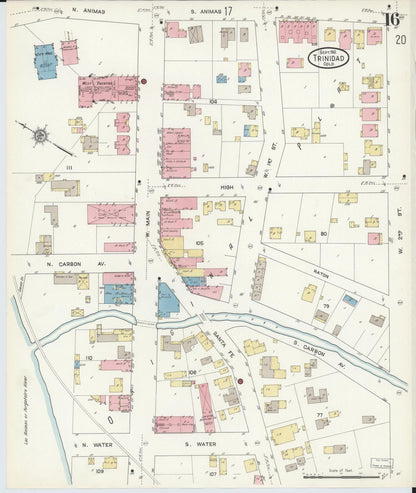 Sanborn Fire Insurance Map from Trinidad, Las Animas County, Colorado (1912), Sheet #0016 - Complete Map Set gallery image, historic Sanborn map, vintage wall art, Colorado Colorado