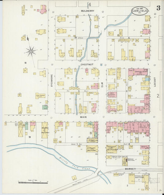 Sanborn Fire Insurance Map from Carlisle, Nicholas County, Kentucky (1897), Sheet #0003 - Historic Sanborn Fire Insurance Map Print, vintage old map wall art, antique decor, genealogy gift, Kentucky Kentucky map