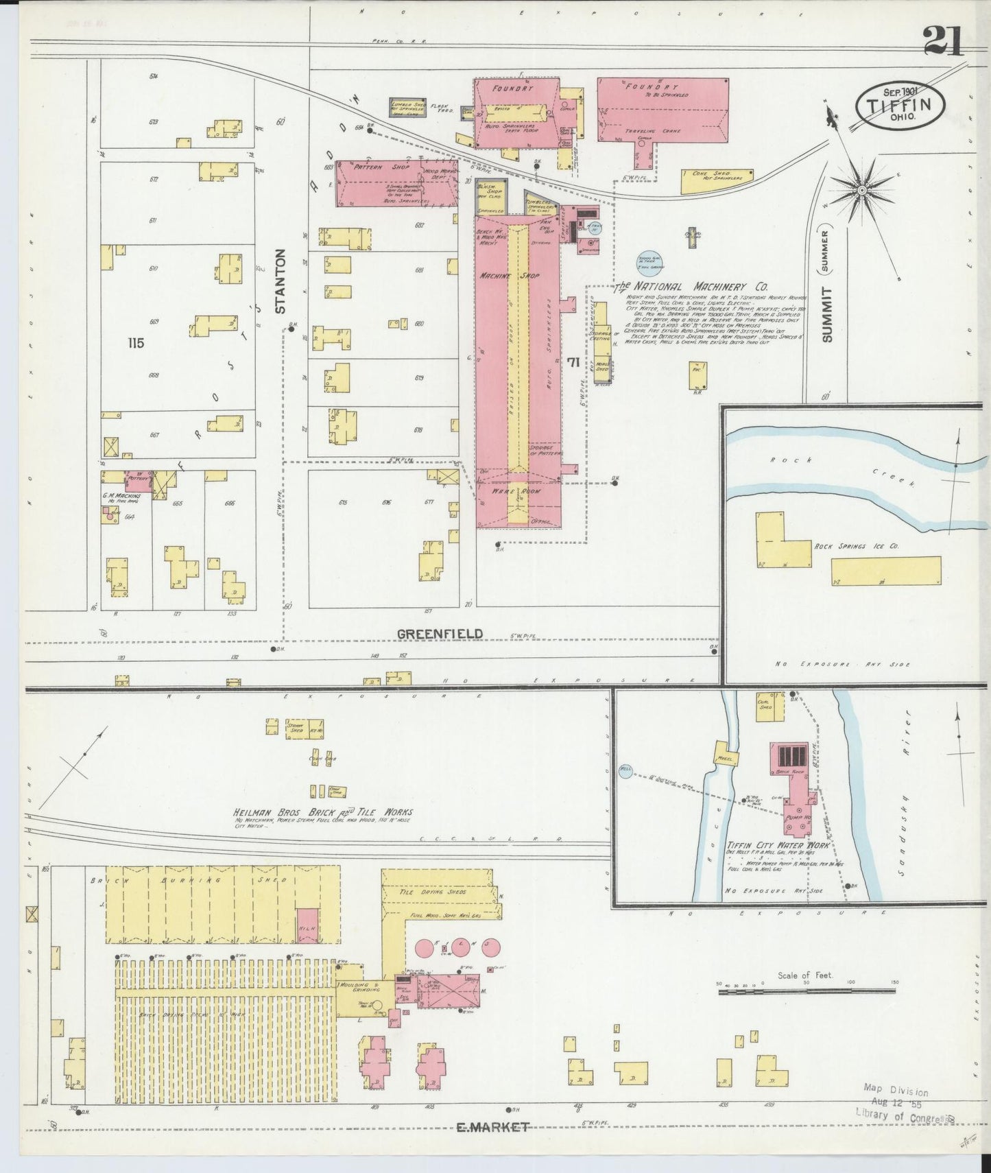 Sanborn Fire Insurance Map from Tiffin, Seneca County, Ohio (1901), Sheet #0021 - Complete Map Set gallery image, historic Sanborn map, vintage wall art, Ohio Ohio