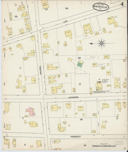 Sanborn Fire Insurance Map from Americus, Sumter County, Georgia (1890), Sheet #0004 - Complete Map Set gallery image, historic Sanborn map, vintage wall art, Georgia Georgia