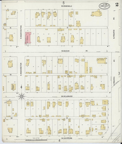 Sanborn Fire Insurance Map from Dwight, Livingston County, Illinois (1898), Sheet #0002 - Complete Map Set gallery image, historic Sanborn map, vintage wall art, Illinois Illinois