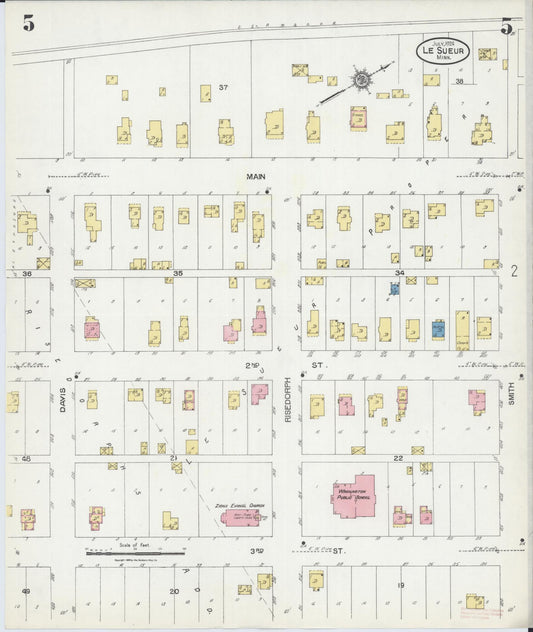 Sanborn Fire Insurance Map from Le Sueur, Le Sueur County, Minnesota (1924), Sheet #0005 - Historic Sanborn Fire Insurance Map Print, vintage old map wall art, antique decor, genealogy gift, Minnesota Minnesota map