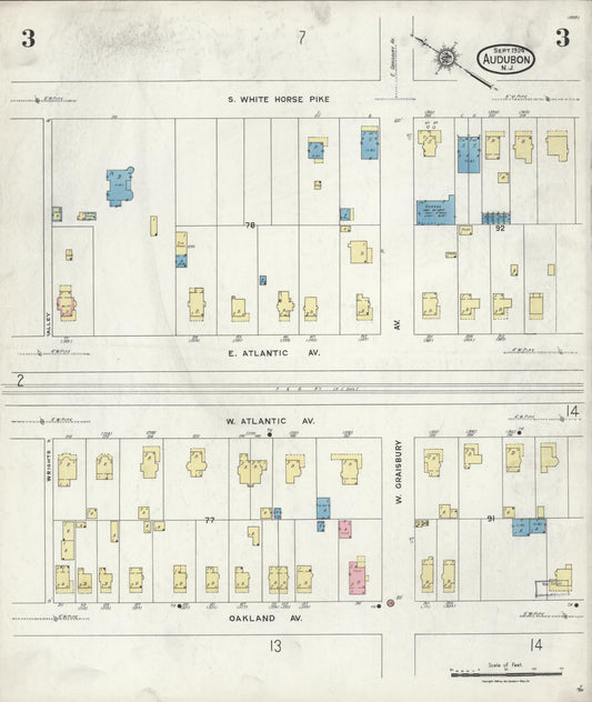 Sanborn Fire Insurance Map from Audubon, Camden County, New Jersey (1924), Sheet #0003 - Historic Sanborn Fire Insurance Map Print, vintage old map wall art, antique decor, genealogy gift, New Jersey New Jersey map
