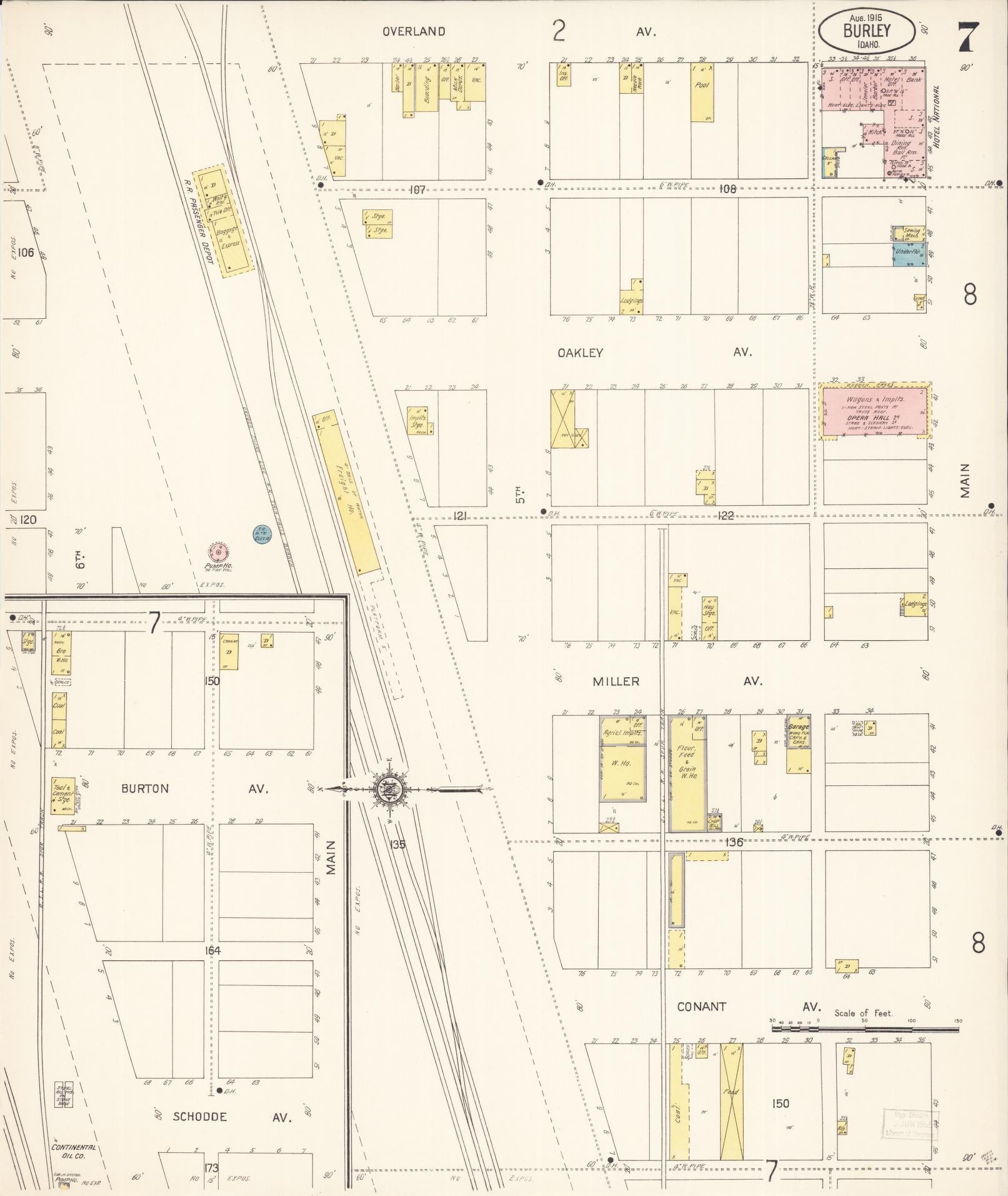 Sanborn Fire Insurance Map from Burley, Cassia County, Idaho (1915), Sheet #0007 - Historic Sanborn Fire Insurance Map Print, vintage old map wall art, antique decor, genealogy gift, Idaho Idaho map