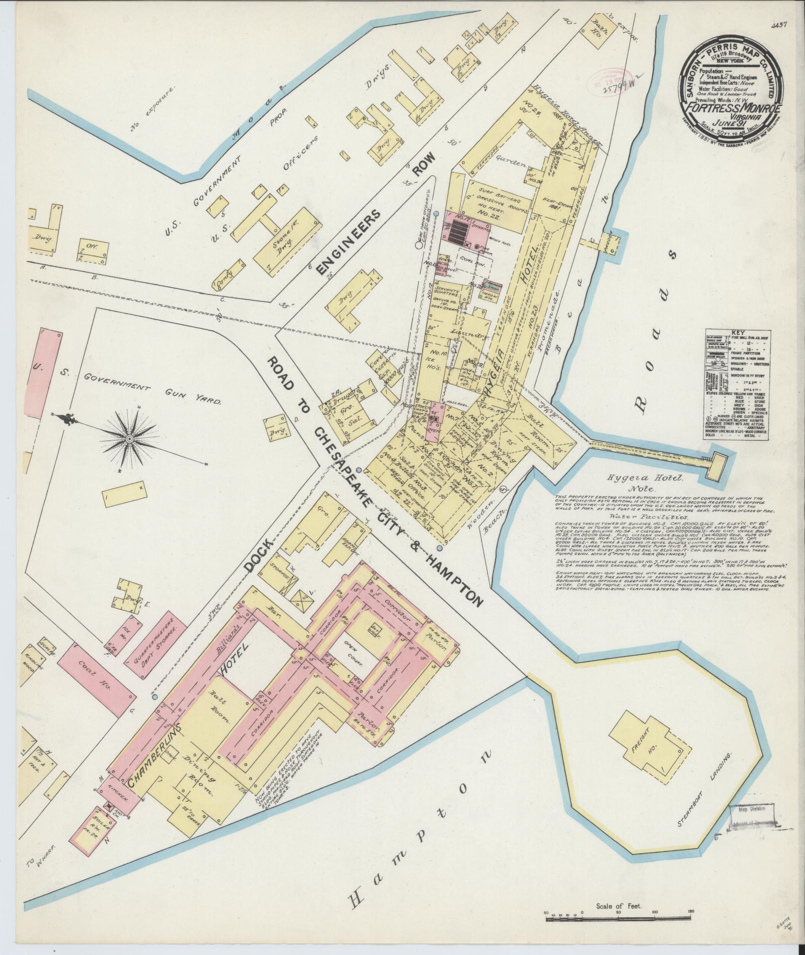Sanborn Fire Insurance Map from Fortress Monroe, Hampton (independent City), Virginia. (1891) – Historic Sanborn Fire Insurance Map Print