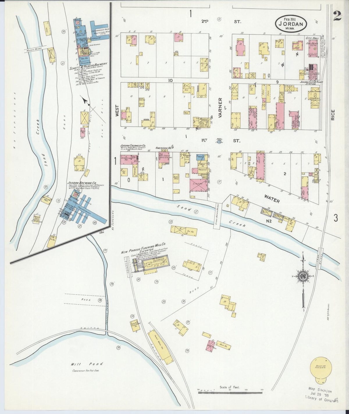 Sanborn Fire Insurance Map from Jordan, Scott County, Minnesota (1911), Sheet #0002 - Historic Sanborn Fire Insurance Map Print, vintage old map wall art, antique decor, genealogy gift, Minnesota Minnesota map