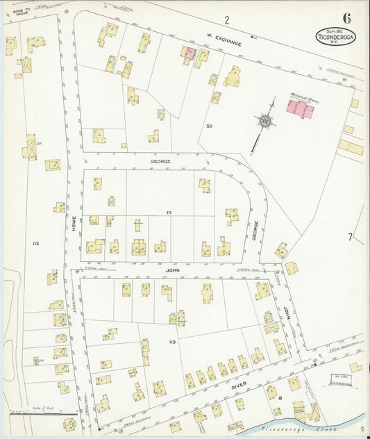 Sanborn Fire Insurance Map from Ticonderoga, Essex County, New York (1912), Sheet #0006 - Historic Sanborn Fire Insurance Map Print, vintage old map wall art, antique decor, genealogy gift, New York New York map