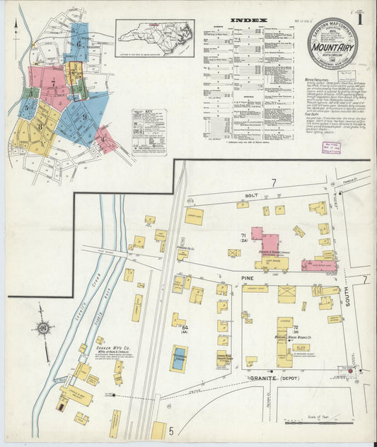Sanborn Fire Insurance Map from Mount Airy, Surry County, North Carolina. (1916) – Historic Sanborn Fire Insurance Map Print