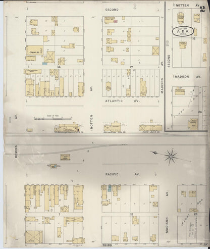 Sanborn Fire Insurance Map from Ada, Norman County, Minnesota (1894), Sheet #0002 - Historic Sanborn Fire Insurance Map Print, vintage old map wall art, antique decor, genealogy gift, Minnesota Minnesota map