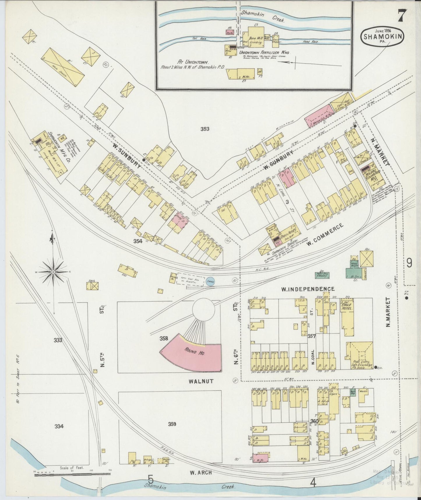 Sanborn Fire Insurance Map from Shamokin, Northumberland County, Pennsylvania (1896), Sheet #0007 - Complete Map Set gallery image, historic Sanborn map, vintage wall art, Pennsylvania Pennsylvania