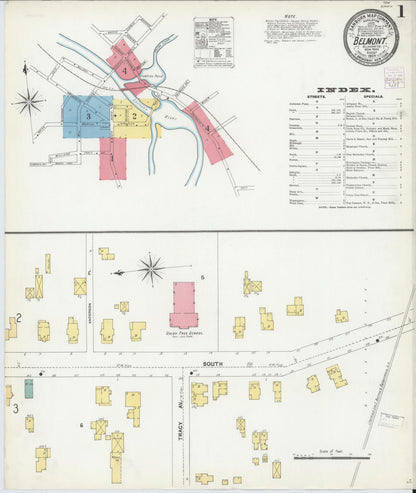 Sanborn Fire Insurance Map from Belmont, Allegany County, New York (1904), Sheet #0001 - Historic Sanborn Fire Insurance Map Print, vintage old map wall art, antique decor, genealogy gift, New York New York map