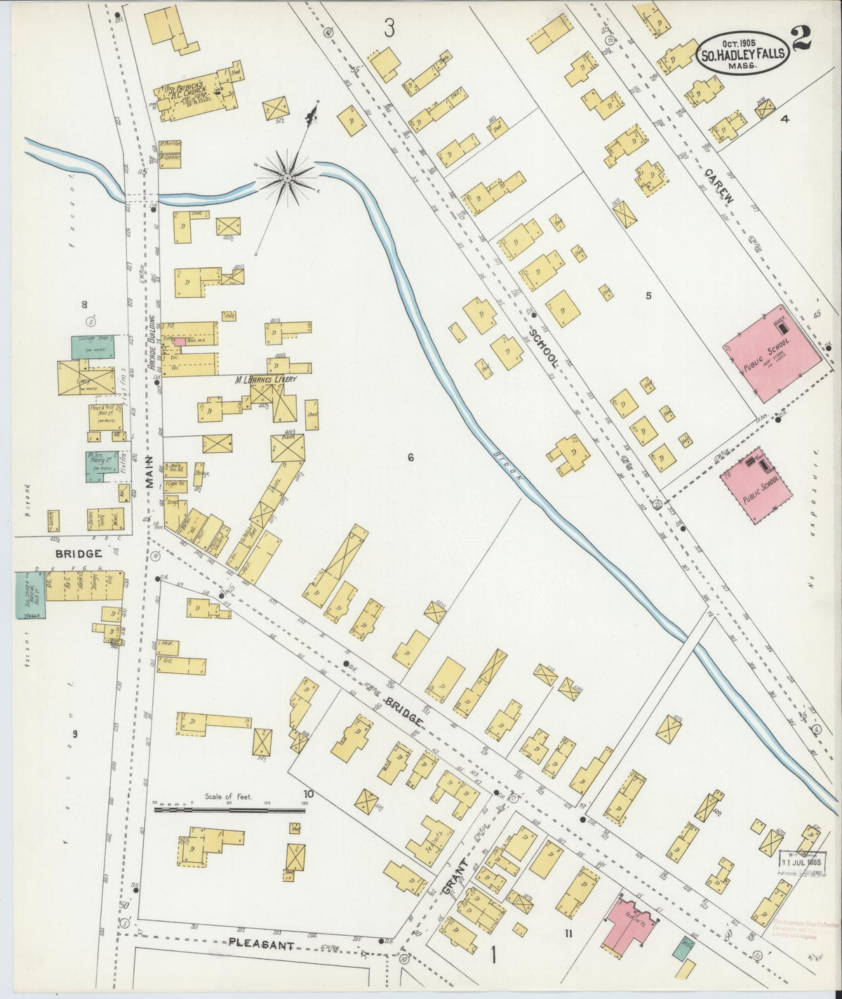 Sanborn Fire Insurance Map from South Hadley Falls, Hampshire County, Massachusetts (1905), Sheet #0002 - Complete Map Set gallery image, historic Sanborn map, vintage wall art, Massachusetts Massachusetts