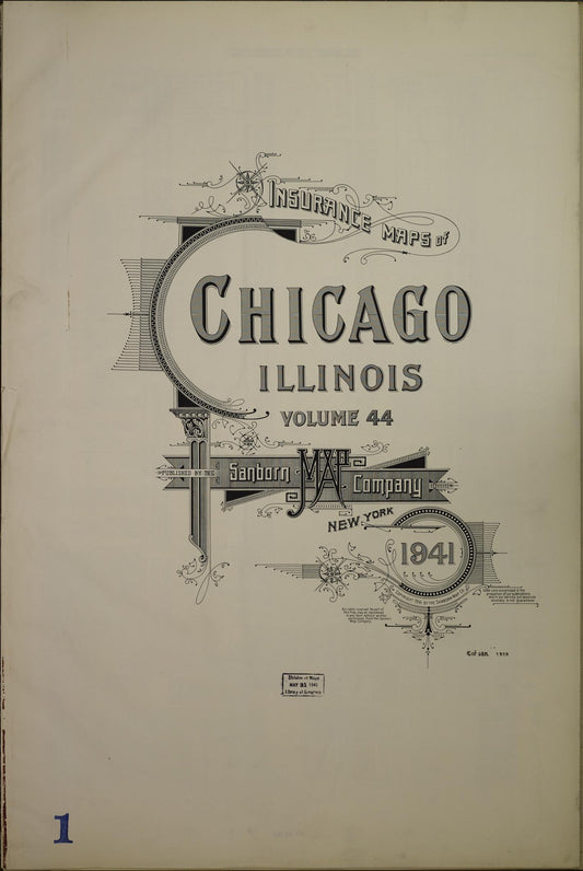 Sanborn Fire Insurance Map from Chicago, Cook County, Illinois (1941), Sheet #0001 - Historic Sanborn Fire Insurance Map Print, vintage old map wall art, antique decor, genealogy gift, Illinois Illinois map