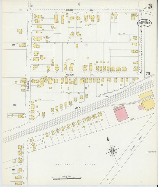 Sanborn Fire Insurance Map from Suffolk, Independent Cities, Virginia (1903), Sheet #0003 - Historic Sanborn Fire Insurance Map Print, vintage old map wall art, antique decor, genealogy gift, Virginia Virginia map