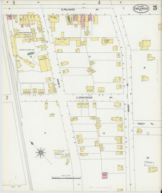 Sanborn Fire Insurance Map from Englewood, Bergen County, New Jersey (1902), Sheet #0003 - Historic Sanborn Fire Insurance Map Print, vintage old map wall art, antique decor, genealogy gift, New Jersey New Jersey map