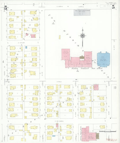 Sanborn Fire Insurance Map from Herrin, Williamson County, Illinois (1941), Sheet #0005 - Complete Map Set gallery image, historic Sanborn map, vintage wall art, Illinois Illinois