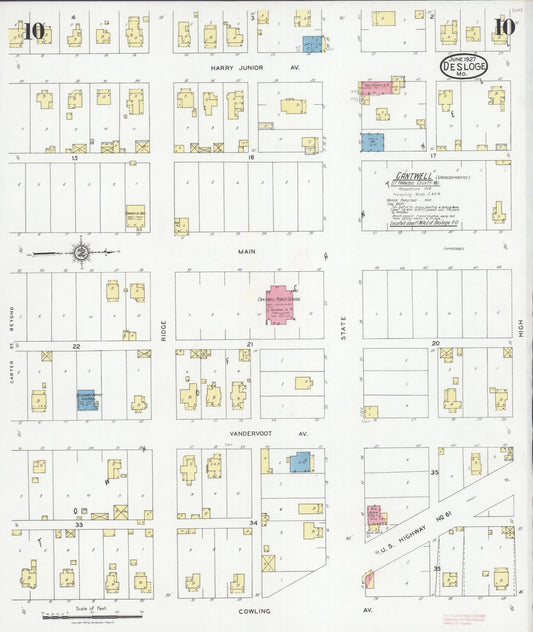 Sanborn Fire Insurance Map from Desloge, Saint Francois County, Missouri (1927), Sheet #0010 - Historic Sanborn Fire Insurance Map Print, vintage old map wall art, antique decor, genealogy gift, Missouri Missouri map