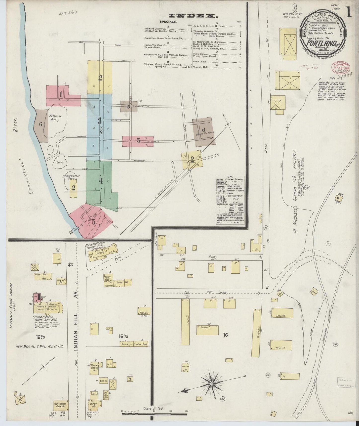 Sanborn Fire Insurance Map from Portland, Middlesex County, Connecticut. (1895) – Historic Sanborn Fire Insurance Map Print