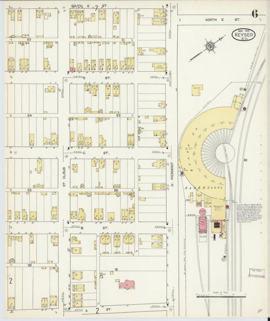 Sanborn Fire Insurance Map from Keyser, Mineral County, West Virginia (1913), Sheet #0006 - Historic Sanborn Fire Insurance Map Print, vintage old map wall art, antique decor, genealogy gift, West Virginia West Virginia map