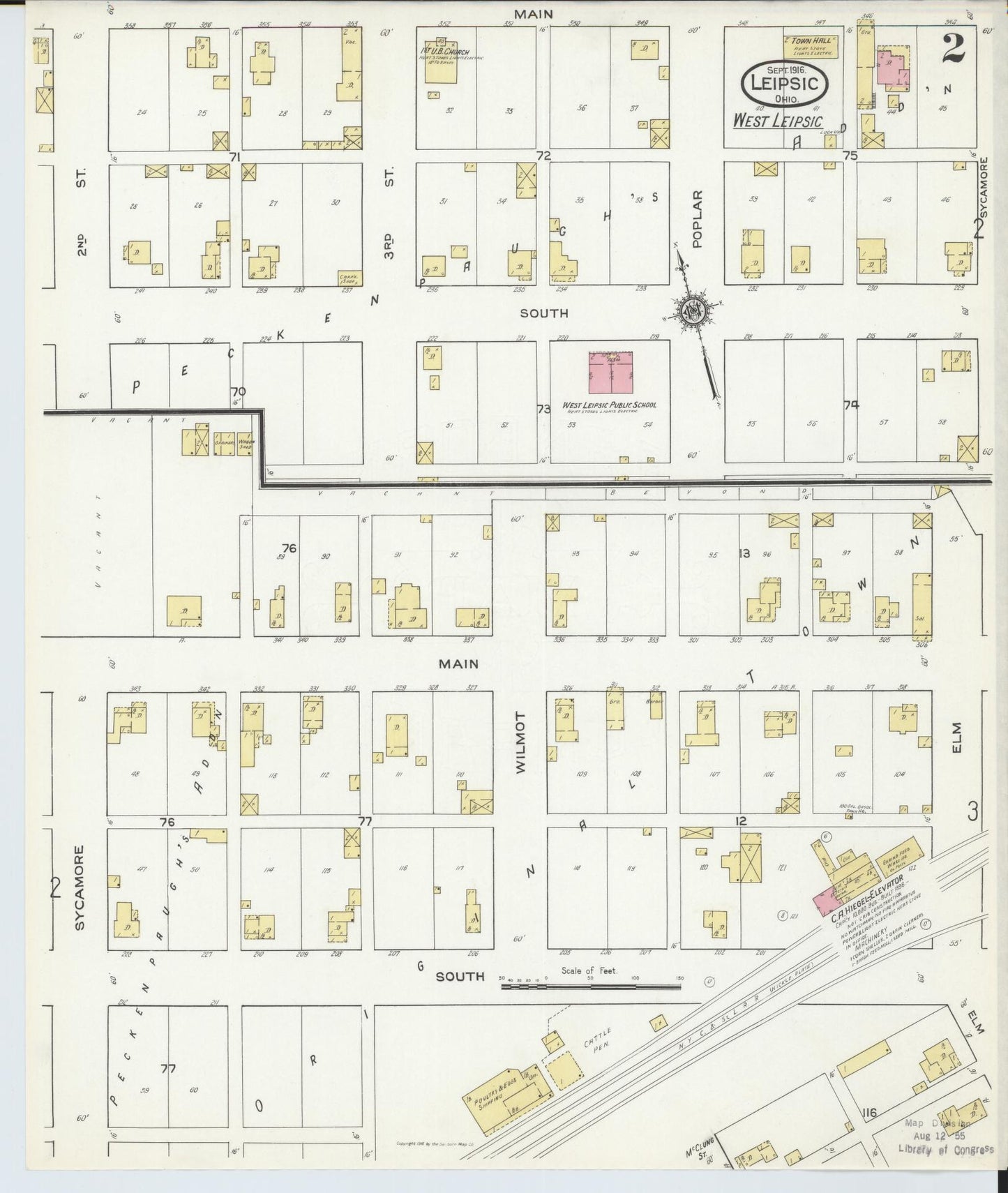 Sanborn Fire Insurance Map from Leipsic, Putnam County, Ohio (1916), Sheet #0002 - Historic Sanborn Fire Insurance Map Print, vintage old map wall art, antique decor, genealogy gift, Ohio Ohio map