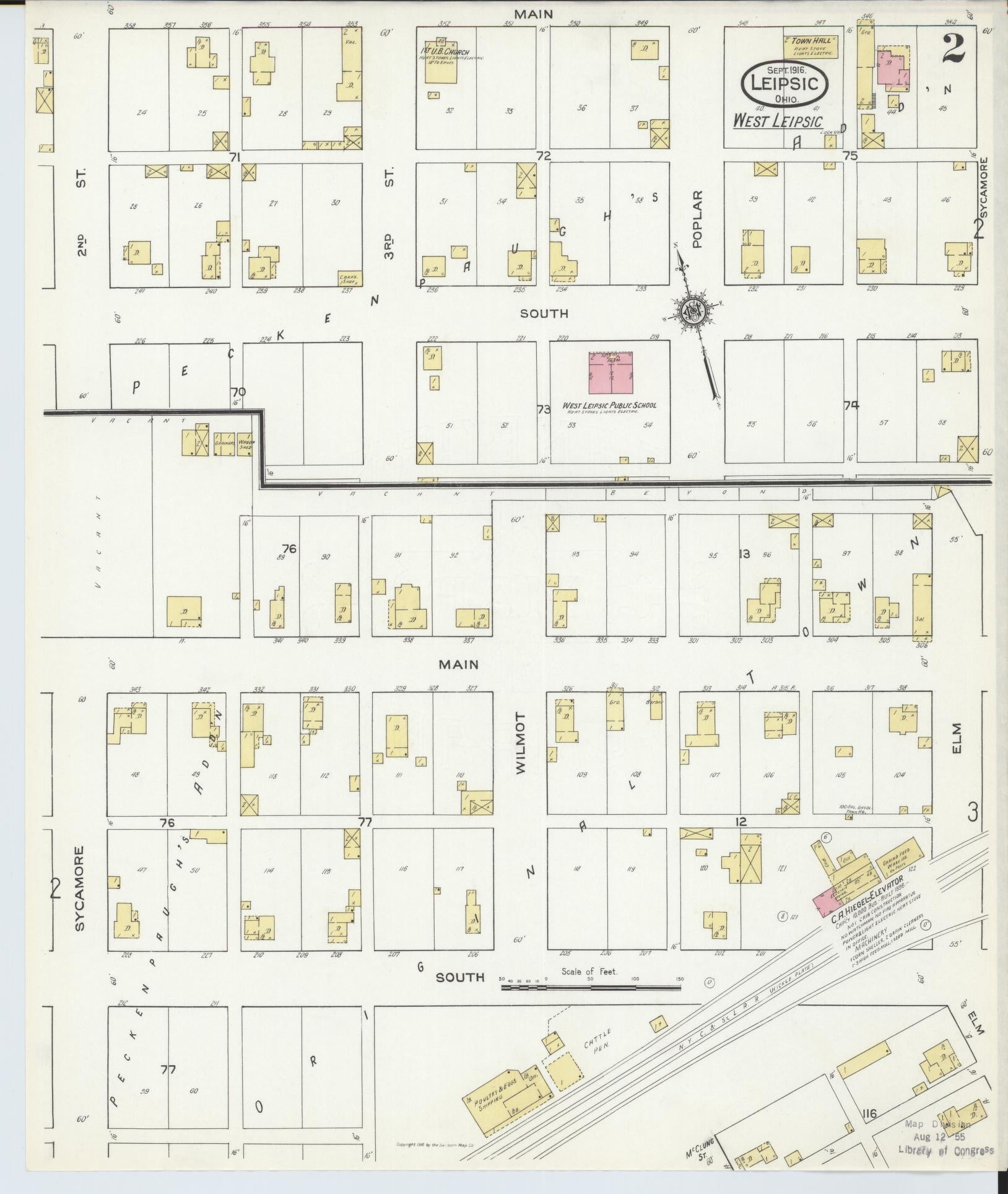 Sanborn Fire Insurance Map from Leipsic, Putnam County, Ohio (1916), Sheet #0002 - Historic Sanborn Fire Insurance Map Print, vintage old map wall art, antique decor, genealogy gift, Ohio Ohio map