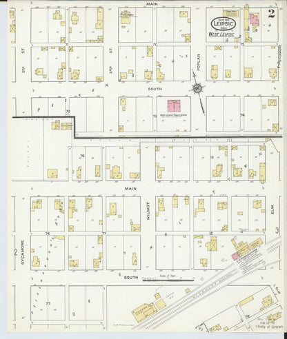 Sanborn Fire Insurance Map from Leipsic, Putnam County, Ohio (1916), Sheet #0002 - Historic Sanborn Fire Insurance Map Print, vintage old map wall art, antique decor, genealogy gift, Ohio Ohio map