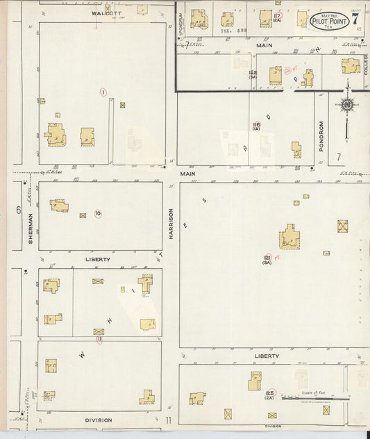 Sanborn Fire Insurance Map from Pilot Point, Denton County, Texas (1940), Sheet #0007 - Historic Sanborn Fire Insurance Map Print, vintage old map wall art, antique decor, genealogy gift, Texas Texas map