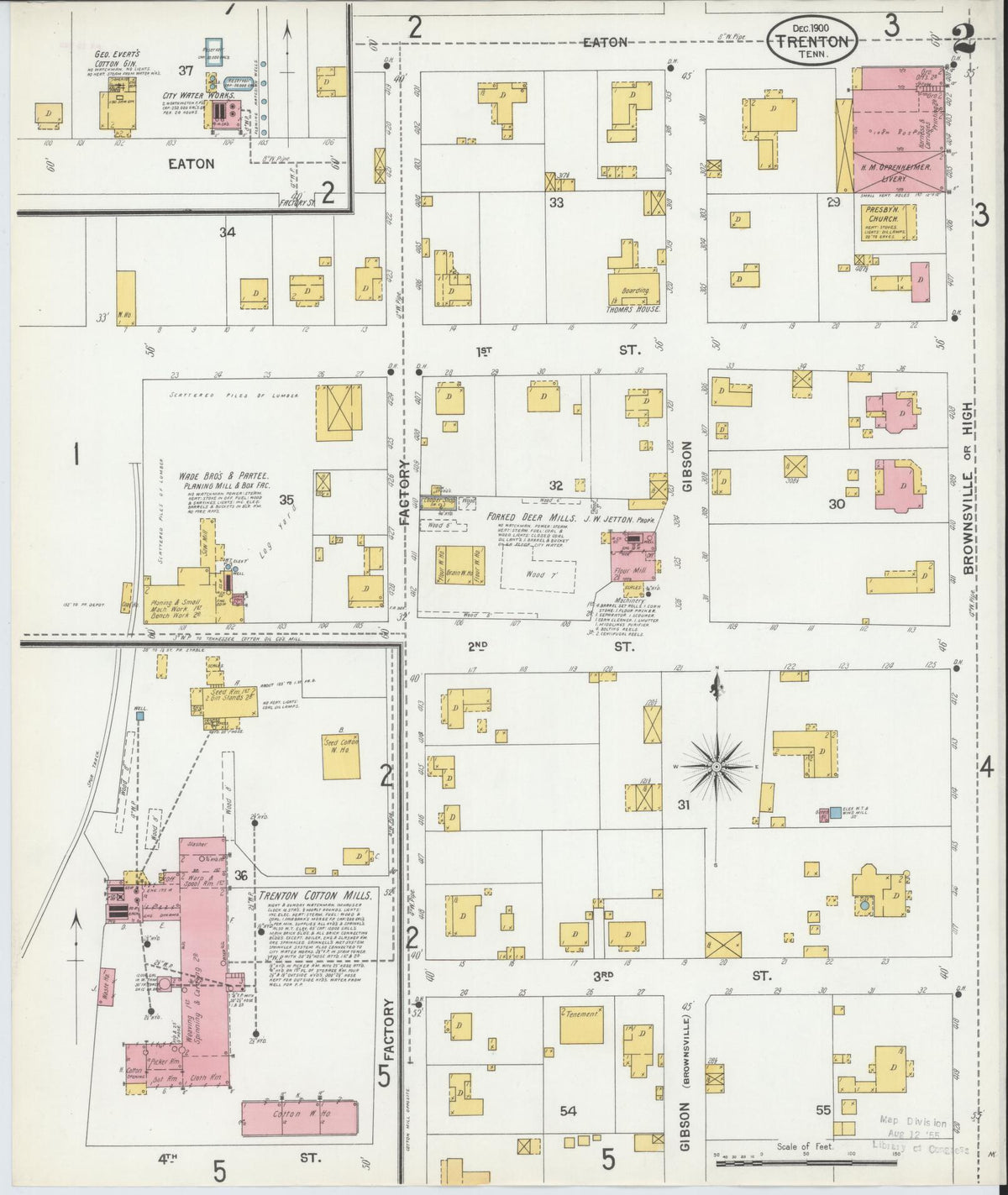 Sanborn Fire Insurance Map from Trenton, Gibson County, Tennessee (1900), Sheet #0002 - Complete Map Set gallery image, historic Sanborn map, vintage wall art, Tennessee Tennessee
