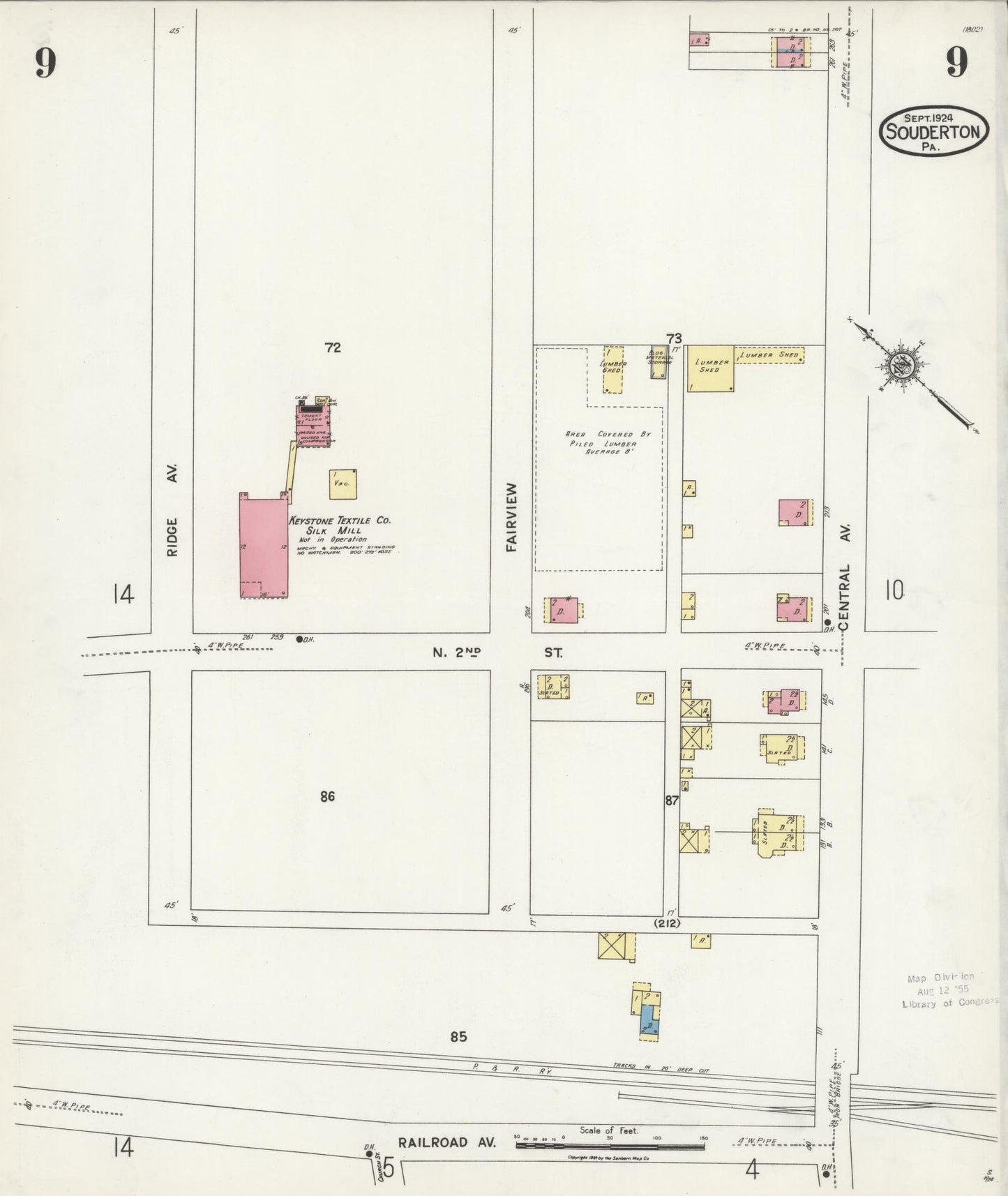 Sanborn Fire Insurance Map from Souderton, Montgomery County, Pennsylvania (1924), Sheet #0009 - Complete Map Set gallery image, historic Sanborn map, vintage wall art, Pennsylvania Pennsylvania