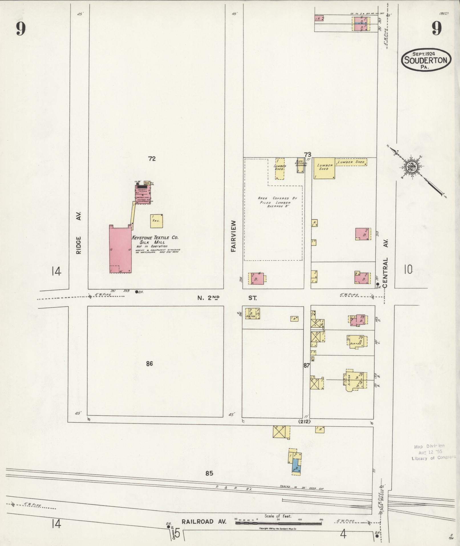 Sanborn Fire Insurance Map from Souderton, Montgomery County, Pennsylvania (1924), Sheet #0009 - Complete Map Set gallery image, historic Sanborn map, vintage wall art, Pennsylvania Pennsylvania