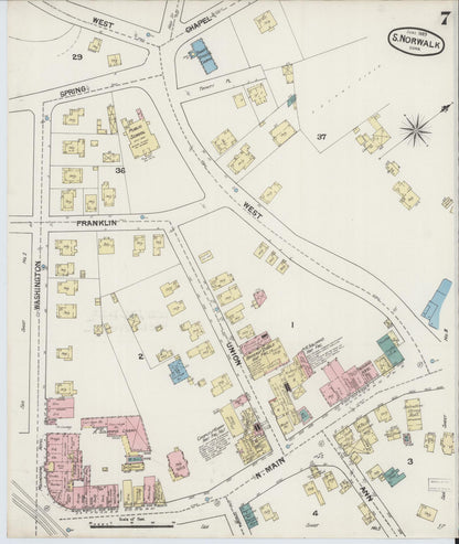 Sanborn Fire Insurance Map from South Norwalk, Fairfield County, Connecticut (1889), Sheet #0007 - Complete Map Set gallery image, historic Sanborn map, vintage wall art, Connecticut Connecticut