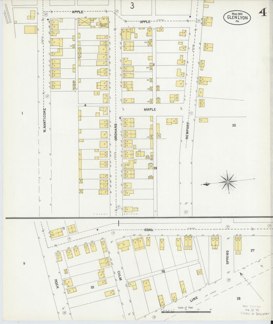 Sanborn Fire Insurance Map from Glen Lyon, Luzerne County, Pennsylvania (1903), Sheet #0004 - Historic Sanborn Fire Insurance Map Print, vintage old map wall art, antique decor, genealogy gift, Pennsylvania Pennsylvania map