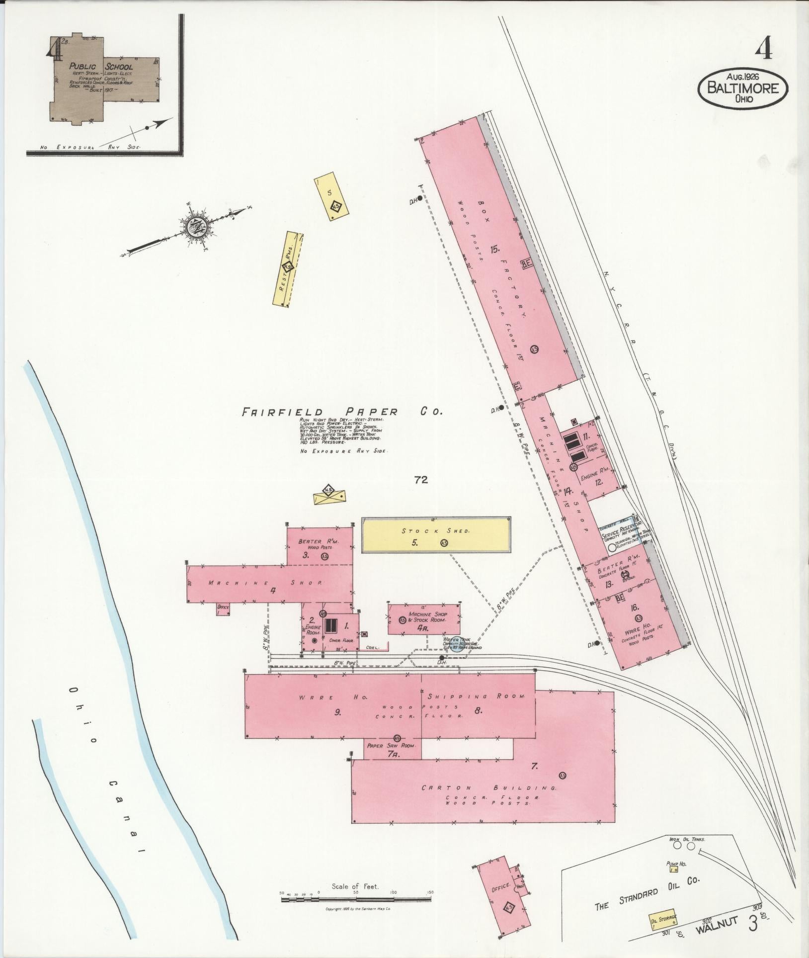 Sanborn Fire Insurance Map from Baltimore, Fairfield County, Ohio (1926), Sheet #0004 - Historic Sanborn Fire Insurance Map Print, vintage old map wall art, antique decor, genealogy gift, Ohio Ohio map