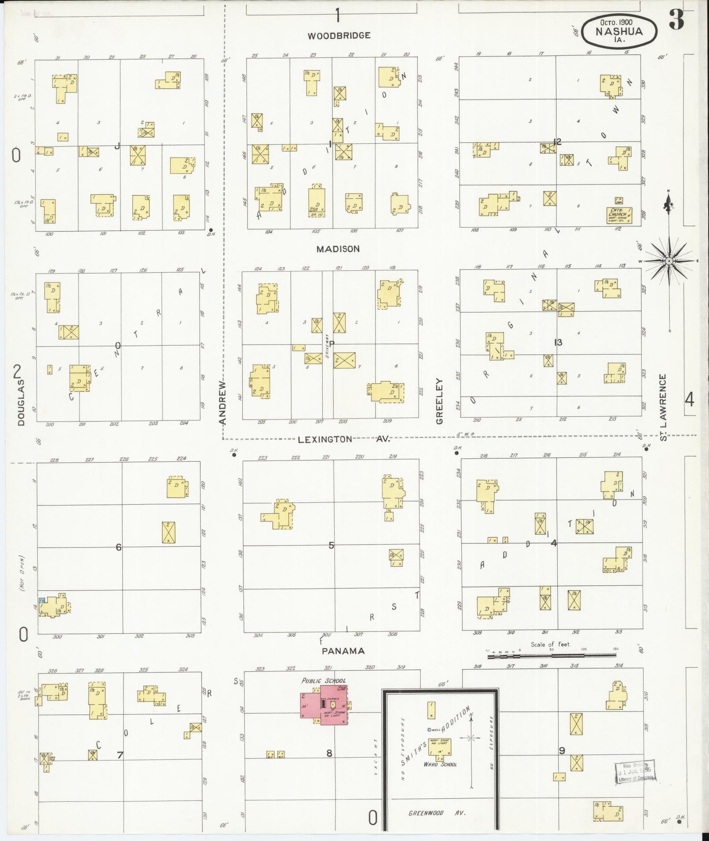 Sanborn Fire Insurance Map from Nashua, Chickasaw County, Iowa (1900), Sheet #0003 - Historic Sanborn Fire Insurance Map Print