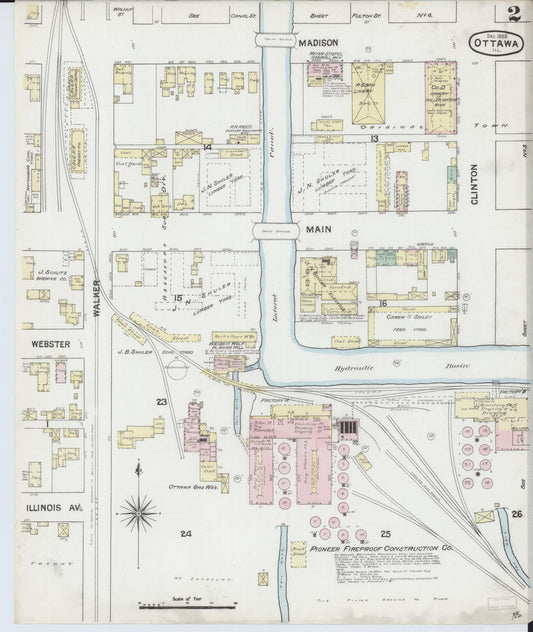 Sanborn Fire Insurance Map from Ottawa, La Salle County, Illinois (1888), Sheet #0002 - Historic Sanborn Fire Insurance Map Print, vintage old map wall art, antique decor, genealogy gift, Illinois Illinois map