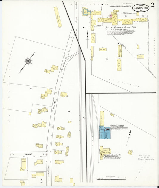 Sanborn Fire Insurance Map from Randolph, Orange County, Vermont (1910), Sheet #0002 - Historic Sanborn Fire Insurance Map Print, vintage old map wall art, antique decor, genealogy gift, Vermont Vermont map