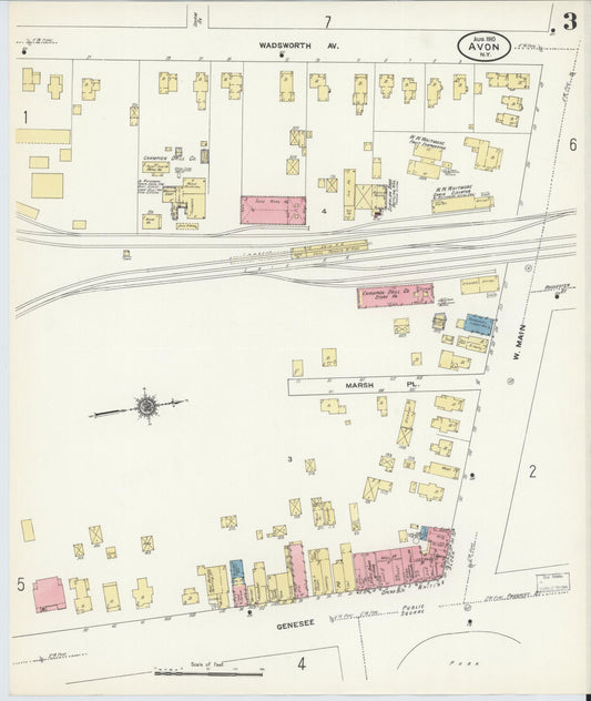 Sanborn Fire Insurance Map from Avon, Livingston County, New York (1910), Sheet #0003 - Historic Sanborn Fire Insurance Map Print, vintage old map wall art, antique decor, genealogy gift, New York New York map